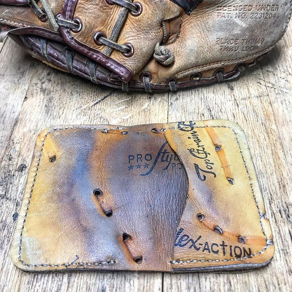 Repurposed baseball glove wallet on sale