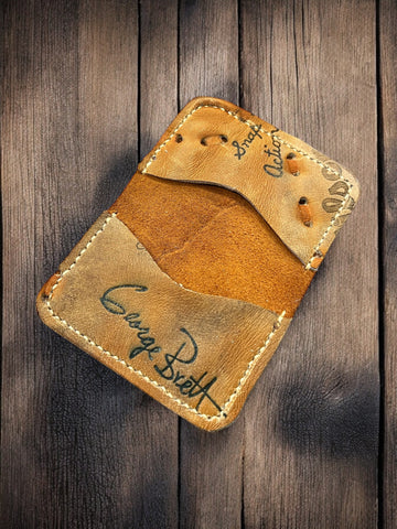 The Double #5︱2 Pocket Vintage Baseball Glove Wallet︱George Brett